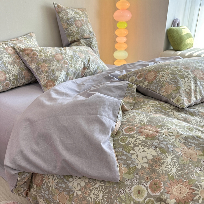 91家纺网 家纺一手货源 找家纺 千朵 2023新款全棉生态磨毛四件套 秋月