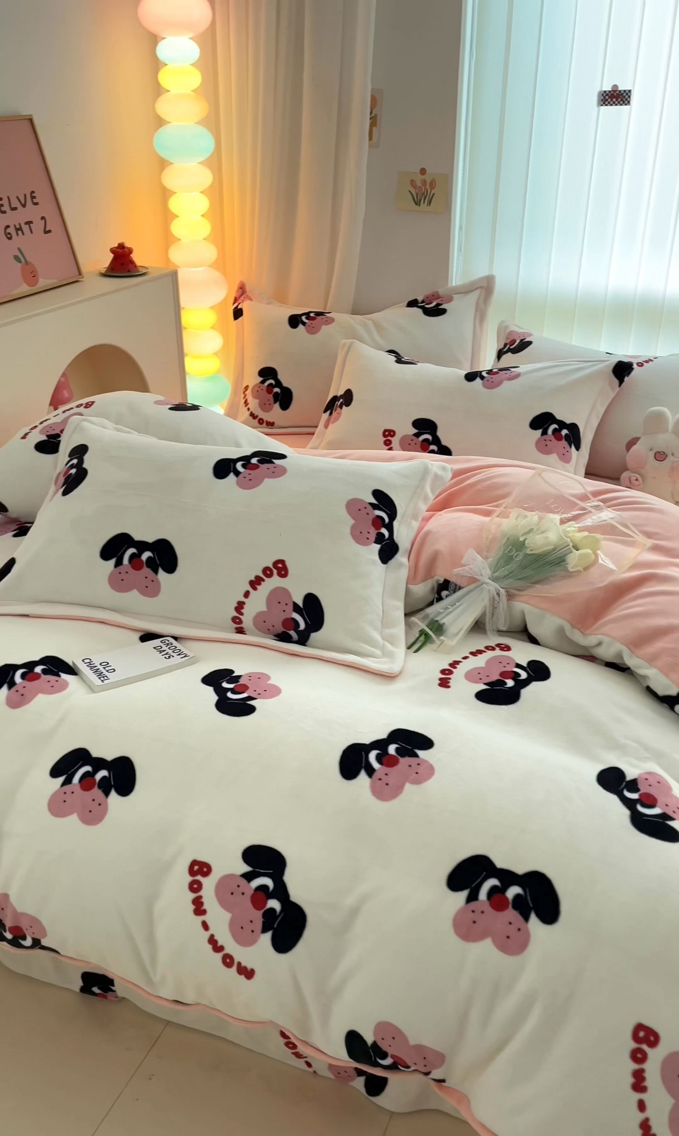 91家纺网 家纺一手货源 找家纺 呗旺鹿 2023新款加厚高克重印花牛奶绒四件套直播爆款 萌宠