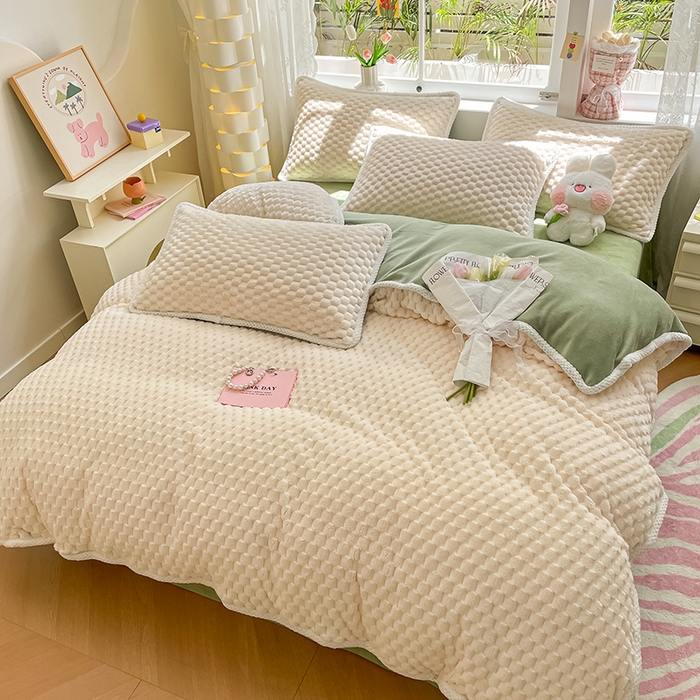 91家纺网 家纺一手货源 找家纺 （总）梦之岛 2023包边AB面牛奶绒印染提花金龟绒加厚保暖四件套