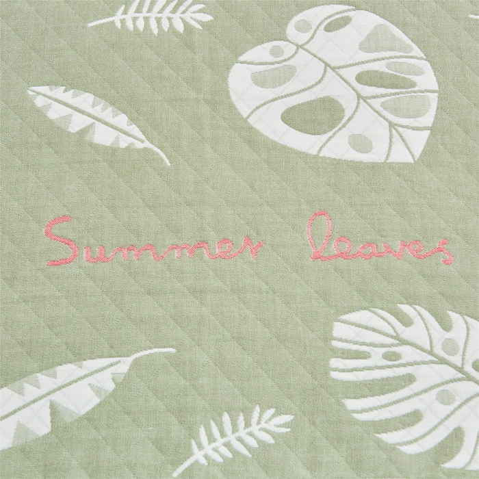 91家纺网 家纺一手货源 找家纺 朴尔 2023新款三层纱布定位枕巾 夏日芭蕉-绿