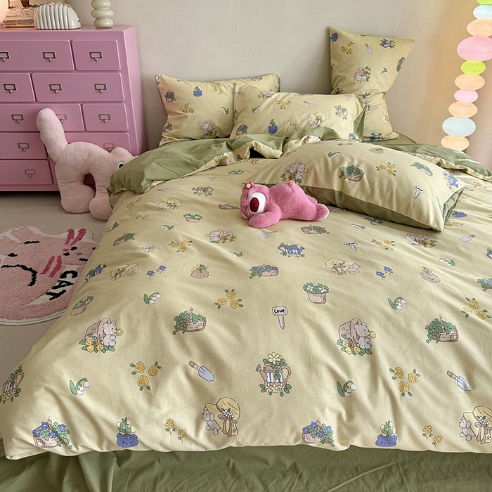 91家纺网 家纺一手货源 找家纺 千朵 2023新款全棉生态磨毛四件套 快乐伙伴