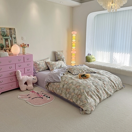 千朵 2023新款全棉生态磨毛四件套 秋月