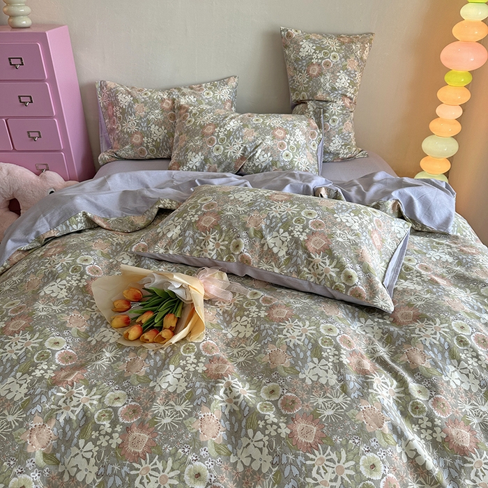 91家纺网 家纺一手货源 找家纺 千朵 2023新款全棉生态磨毛四件套 秋月