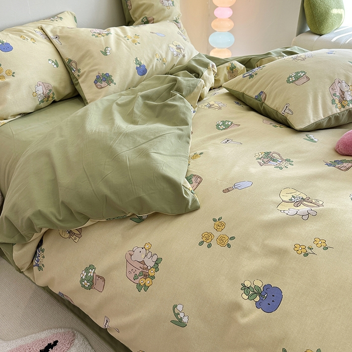 91家纺网 家纺一手货源 找家纺 千朵 2023新款全棉生态磨毛四件套 快乐伙伴