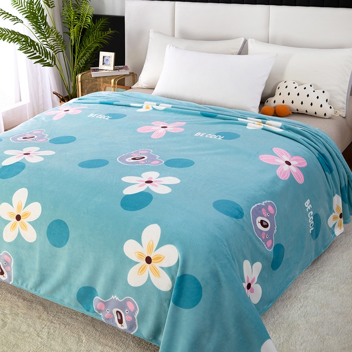 91家纺网 家纺一手货源 找家纺 侨鑫 2023新款云貂绒毛毯 花朵卡拉