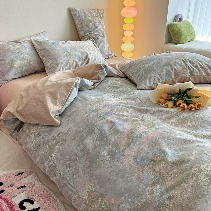 91家纺网 家纺一手货源 找家纺 千朵 2023新款全棉生态磨毛四件套 幽静