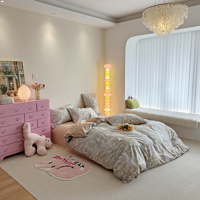 91家纺网 家纺一手货源 找家纺 千朵 2023新款全棉生态磨毛四件套 幽静