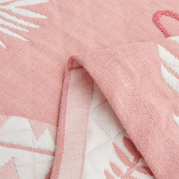 91家纺网 家纺一手货源 找家纺 朴尔 2023新款三层纱布定位枕巾 夏日芭蕉-粉