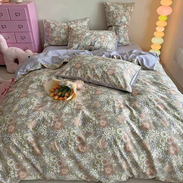 91家纺网 家纺一手货源 找家纺 千朵 2023新款全棉生态磨毛四件套 秋月