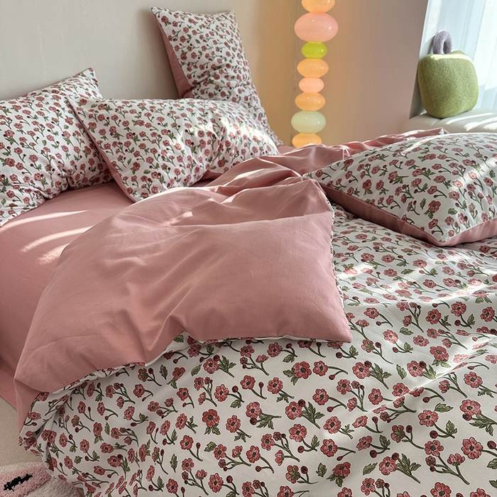 91家纺网 家纺一手货源 找家纺 千朵 2023新款全棉生态磨毛四件套 可晴