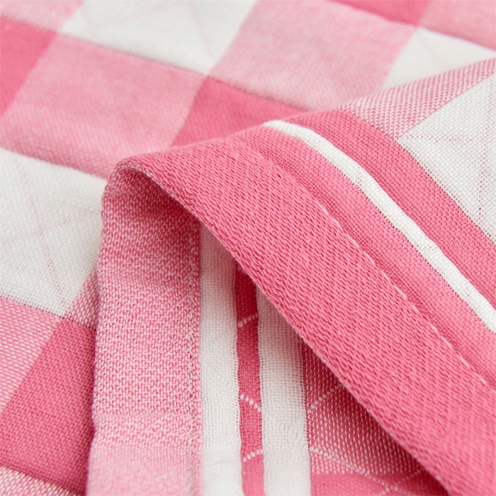 91家纺网 家纺一手货源 找家纺 朴尔 2023新款三层纱布定位枕巾 爱情方格-粉