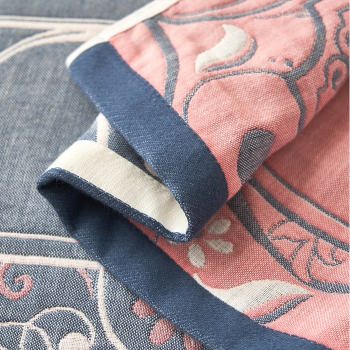 91家纺网 家纺一手货源 找家纺 朴尔 2023新款全棉四层纱布休闲枕巾 摩登时代-粉