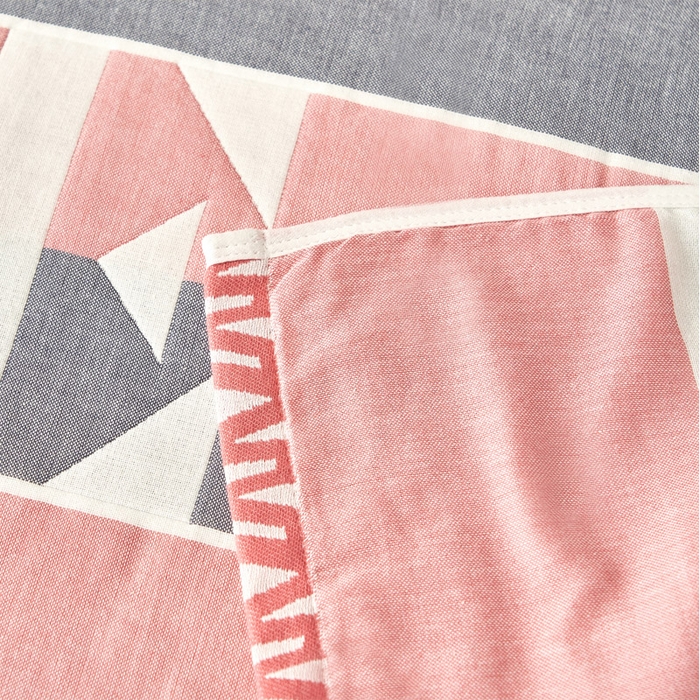 91家纺网 家纺一手货源 找家纺 朴尔 2023新款全棉四层纱布休闲枕巾 热爱生活-粉