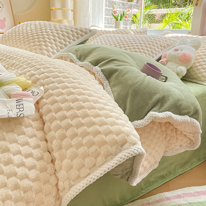 91家纺网 家纺一手货源 找家纺 （总）梦之岛 2023包边AB面牛奶绒印染提花金龟绒加厚保暖四件套