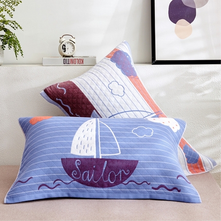 朴尔 2023新款三层纱布定位枕巾 航行-兰