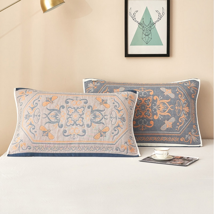 91家纺网 家纺一手货源 找家纺 朴尔 2023新款全棉四层纱布休闲枕巾 皇室贵族-浅咖