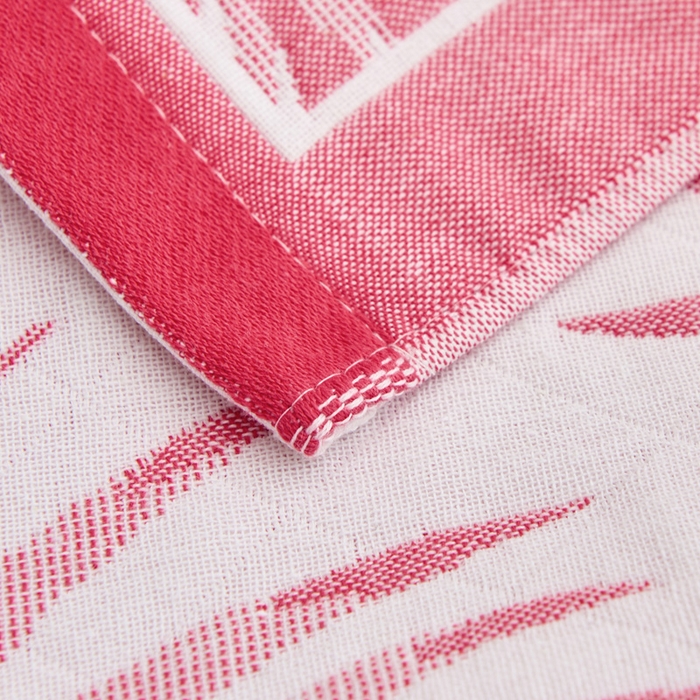 91家纺网 家纺一手货源 找家纺 朴尔家纺-毛巾被 2023新款混纺三层纱布枕巾详情图 热带草原-粉