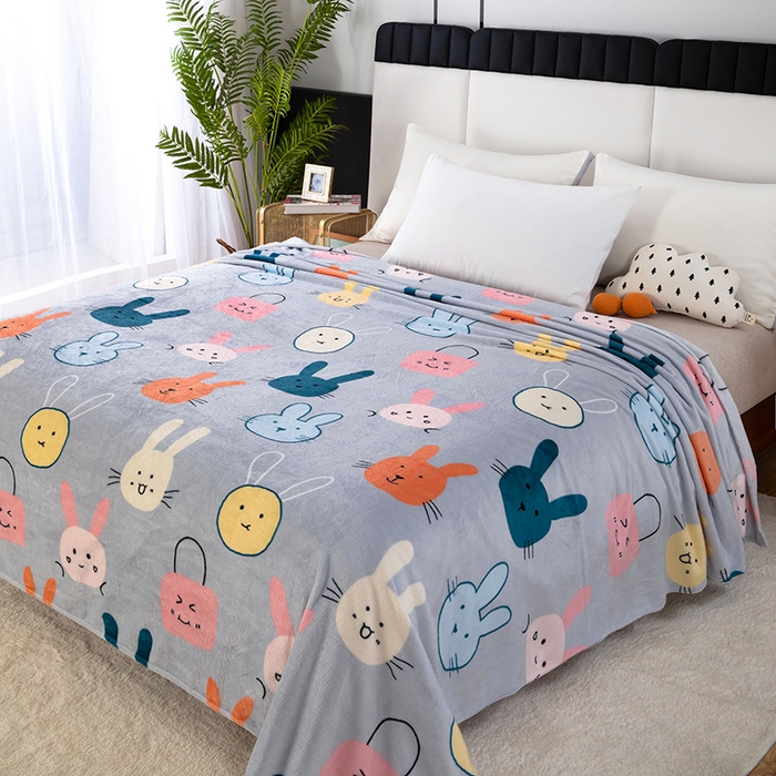 91家纺网 家纺一手货源 找家纺 侨鑫 2023新款云貂绒毛毯 兔宝宝