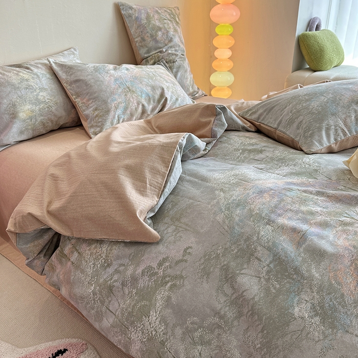 91家纺网 家纺一手货源 找家纺 千朵 2023新款全棉生态磨毛四件套 幽静