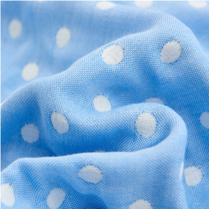 91家纺网 家纺一手货源 找家纺 朴尔 2023新款六层纱布全棉循环小花型枕巾 小波点兰