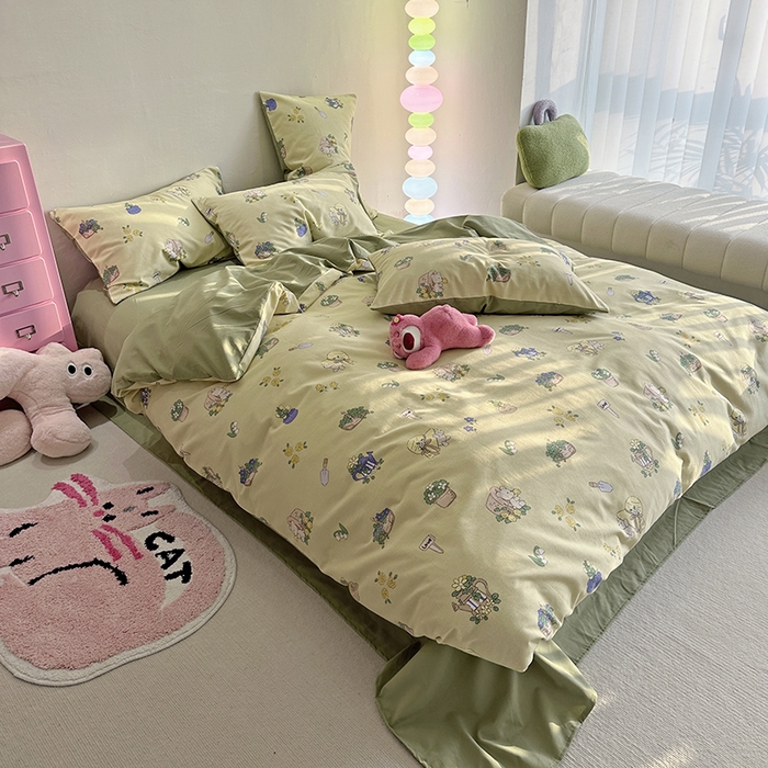 91家纺网 家纺一手货源 找家纺 千朵 2023新款全棉生态磨毛四件套 快乐伙伴