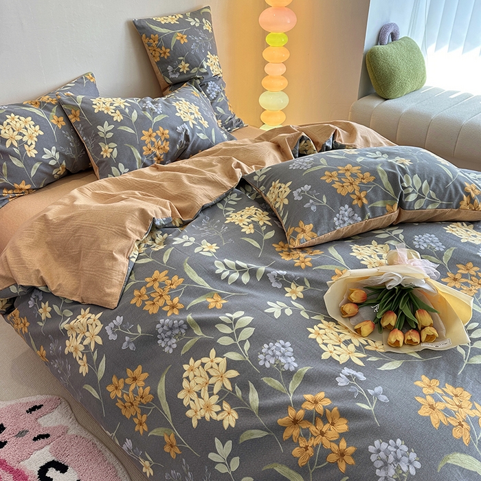 91家纺网 家纺一手货源 找家纺 千朵 2023新款全棉生态磨毛四件套 语初