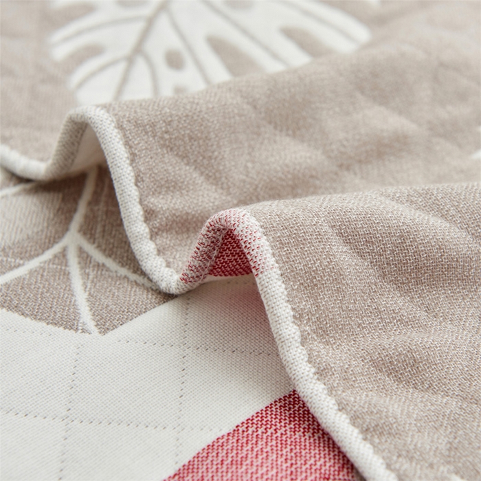 91家纺网 家纺一手货源 找家纺 朴尔 2023新款三层纱布定位枕巾 夏日芭蕉-灰