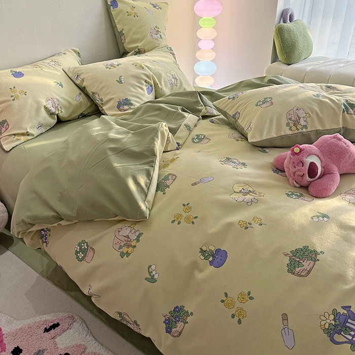 91家纺网 家纺一手货源 找家纺 千朵 2023新款全棉生态磨毛四件套 快乐伙伴