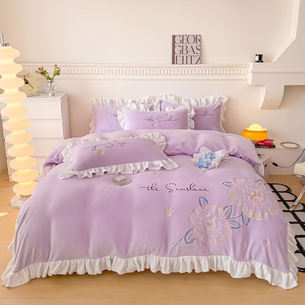 91家纺网 家纺一手货源 找家纺 （总）凯美家居 2023新款牛奶绒刺绣四件套