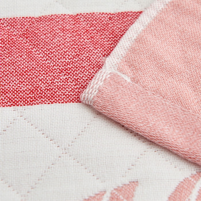 91家纺网 家纺一手货源 找家纺 朴尔 2023新款三层纱布定位枕巾 夏日芭蕉-粉