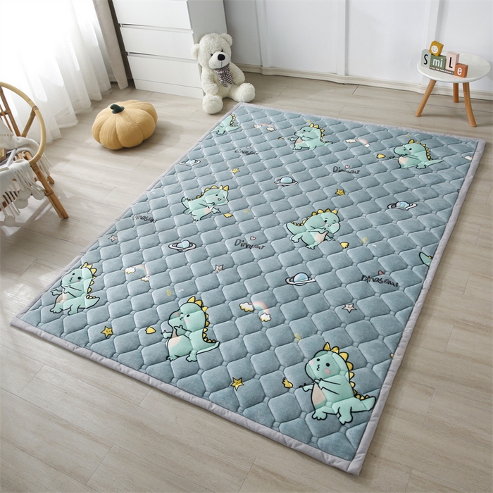 91家纺网 家纺一手货源 找家纺 东宇 2024年新款A类抗菌牛奶绒大床加厚床垫 恐龙家园