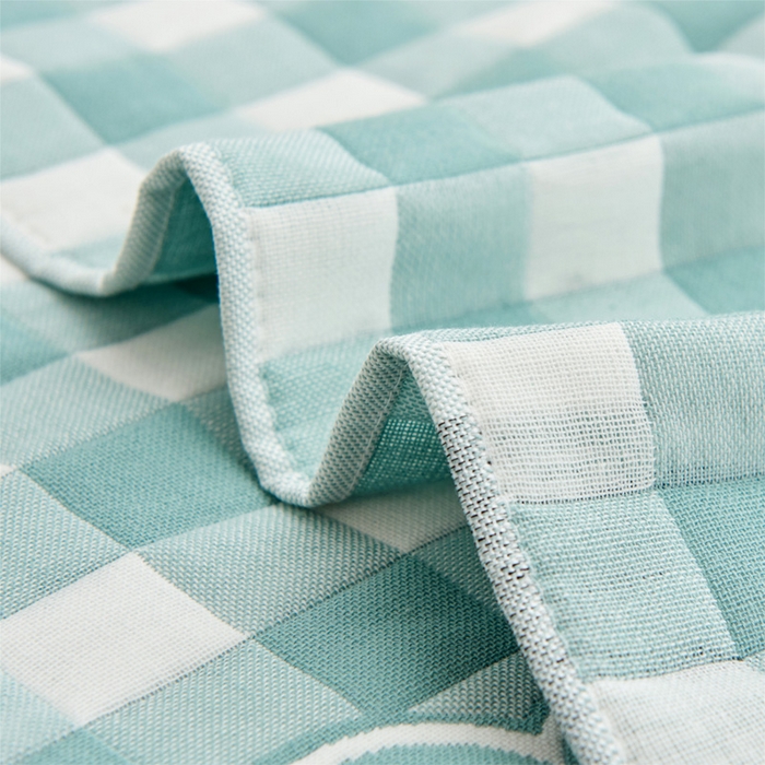 91家纺网 家纺一手货源 找家纺 朴尔 2023新款三层纱布定位枕巾 云朵-绿