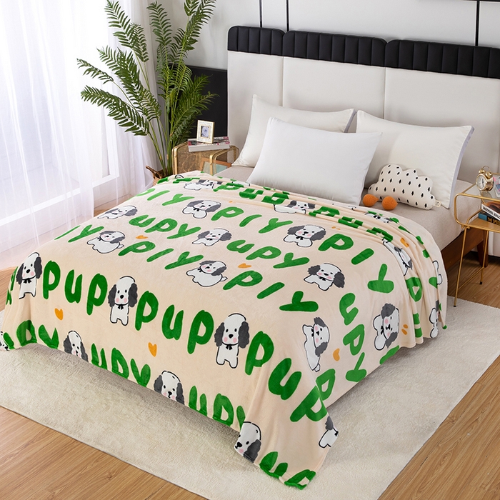 91家纺网 家纺一手货源 找家纺 侨鑫 2023新款云貂绒毛毯 字母狗