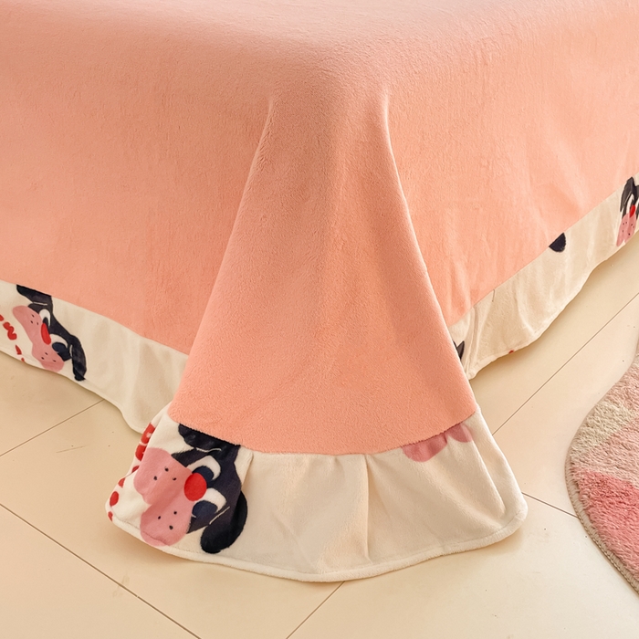 91家纺网 家纺一手货源 找家纺 呗旺鹿 2023新款加厚高克重印花牛奶绒四件套直播爆款 萌宠