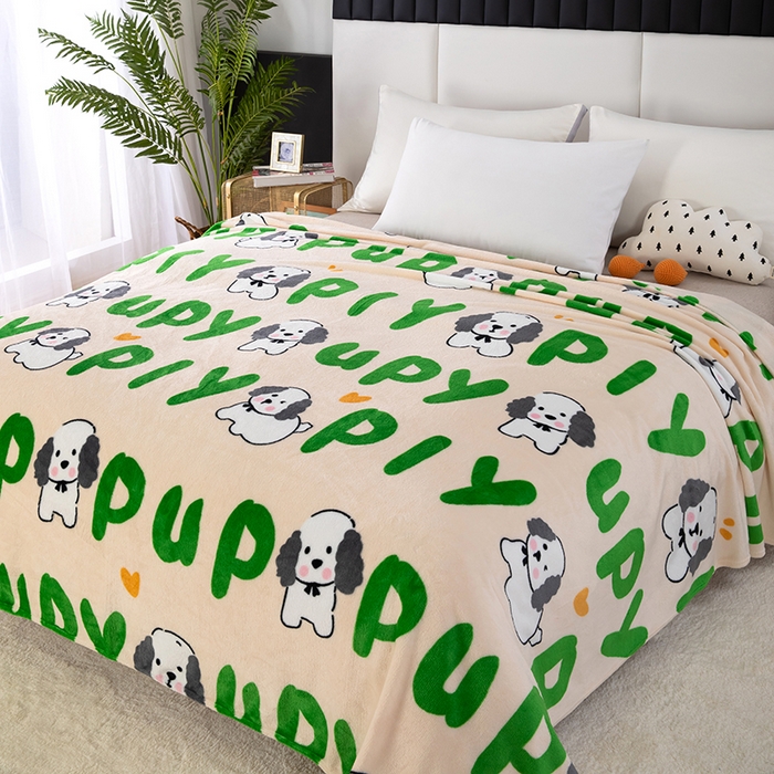 91家纺网 家纺一手货源 找家纺 侨鑫 2023新款云貂绒毛毯 字母狗