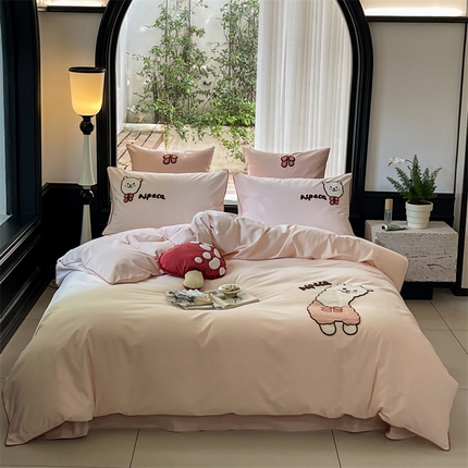 91家纺网 家纺一手货源 找家纺 （总）FORTWO 2023新款100S嵌线毛巾绣磨毛四件套