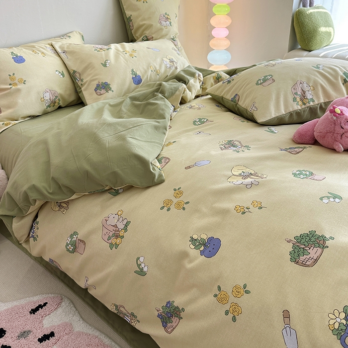 91家纺网 家纺一手货源 找家纺 千朵 2023新款全棉生态磨毛四件套 快乐伙伴