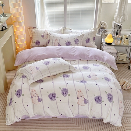 91家纺网 家纺一手货源 找家纺 （总）曼町 2023新款牛奶绒卡通印花四件套