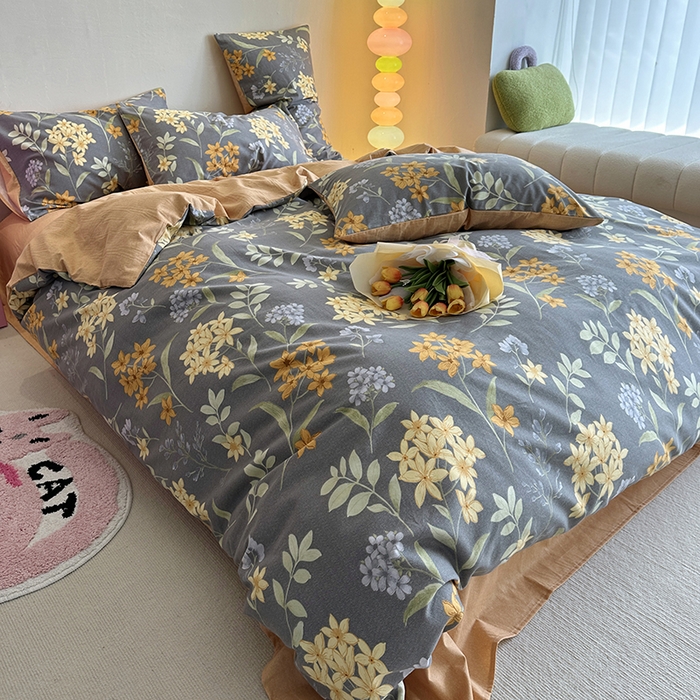 91家纺网 家纺一手货源 找家纺 千朵 2023新款全棉生态磨毛四件套 语初