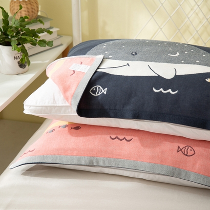 91家纺网 家纺一手货源 找家纺 （总）朴尔家纺-毛巾被 2023新款卡通AB组合全棉四层纱布枕巾