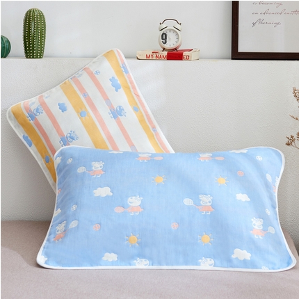 91家纺网 家纺一手货源 找家纺 朴尔 2023新款六层纱布全棉循环小花型枕巾 小猪琪琪兰