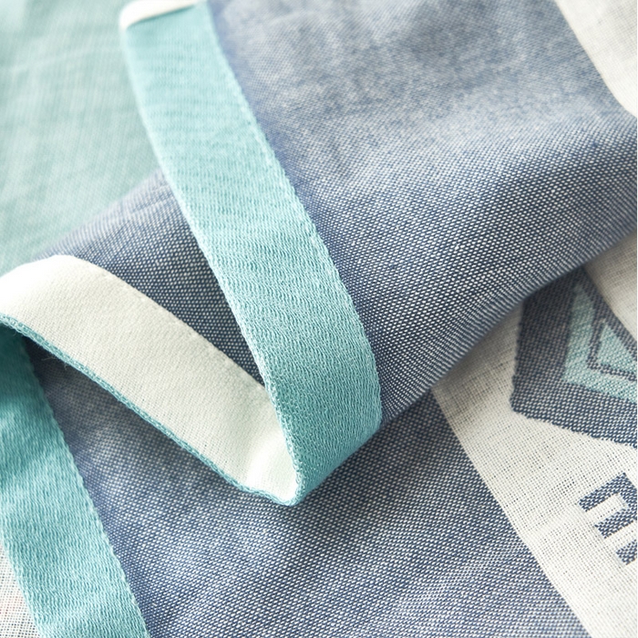 91家纺网 家纺一手货源 找家纺 朴尔 2023新款全棉四层纱布休闲枕巾 欧典风情-蓝