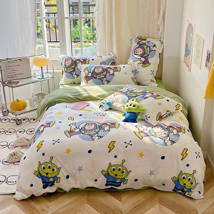 91家纺网 家纺一手货源 找家纺 （总）曼町 2023新款牛奶绒卡通印花四件套