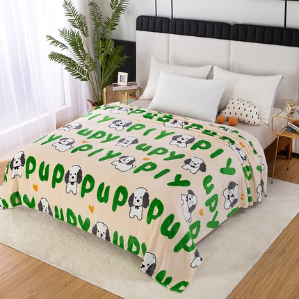 91家纺网 家纺一手货源 找家纺 侨鑫 2023新款云貂绒毛毯 字母狗