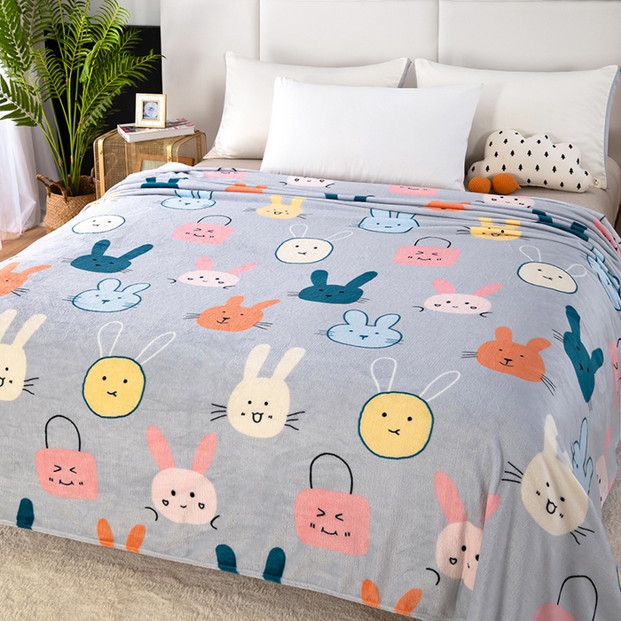 91家纺网 家纺一手货源 找家纺 侨鑫 2023新款云貂绒毛毯 兔宝宝