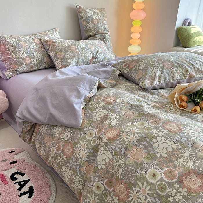 91家纺网 家纺一手货源 找家纺 千朵 2023新款全棉生态磨毛四件套 秋月