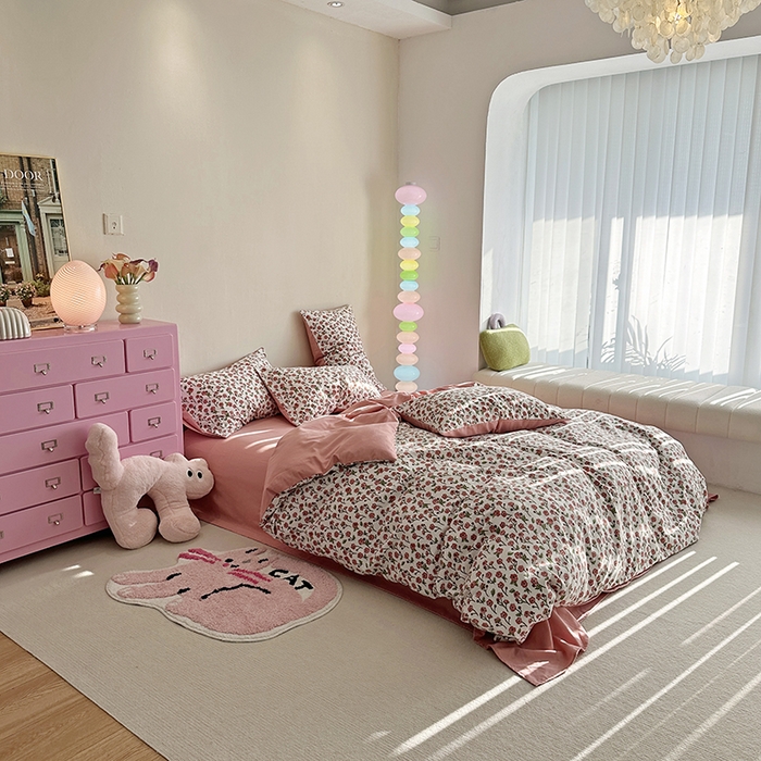 91家纺网 家纺一手货源 找家纺 千朵 2023新款全棉生态磨毛四件套 可晴