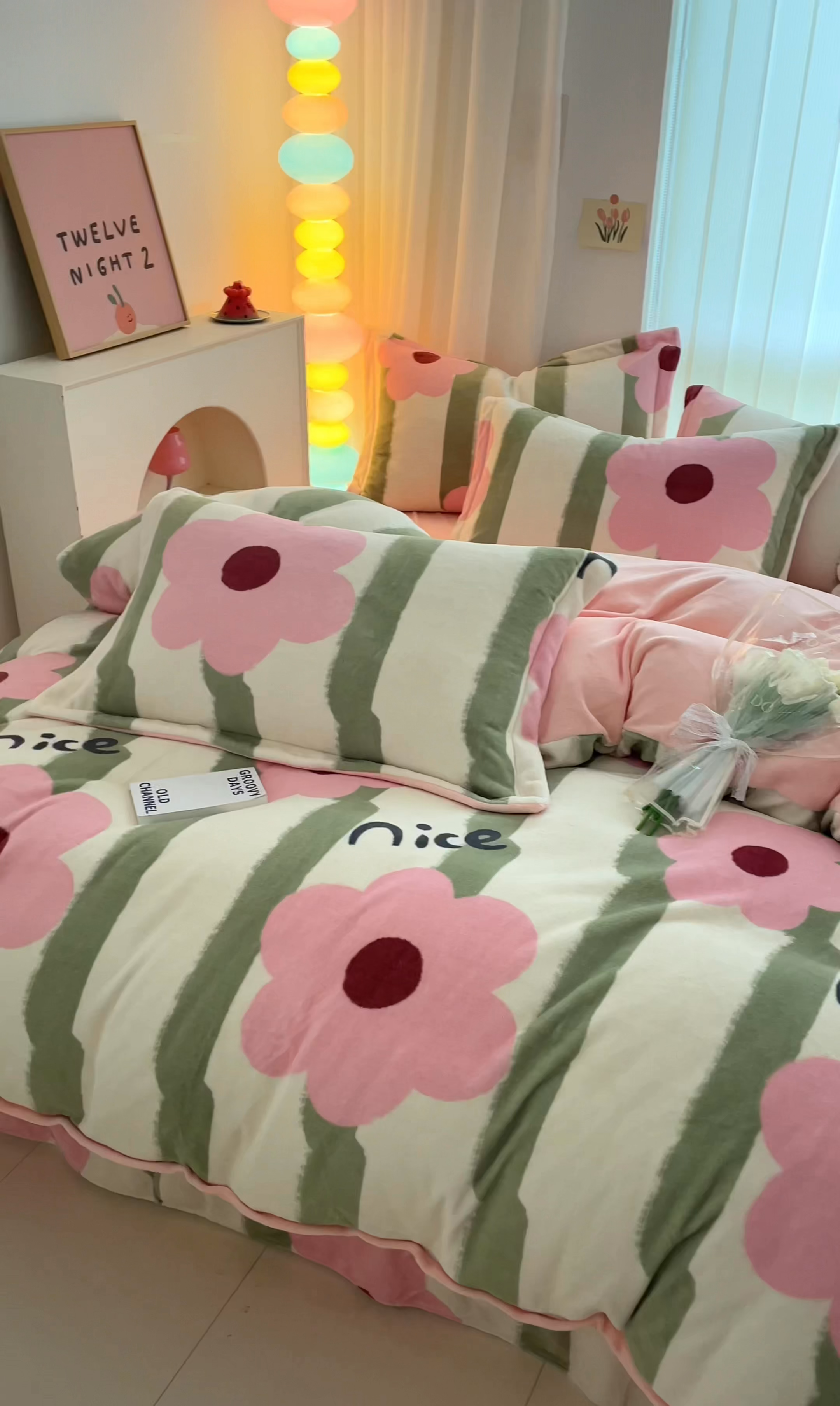 91家纺网 家纺一手货源 找家纺 呗旺鹿 2023新款加厚高克重印花牛奶绒四件套直播爆款 花漾