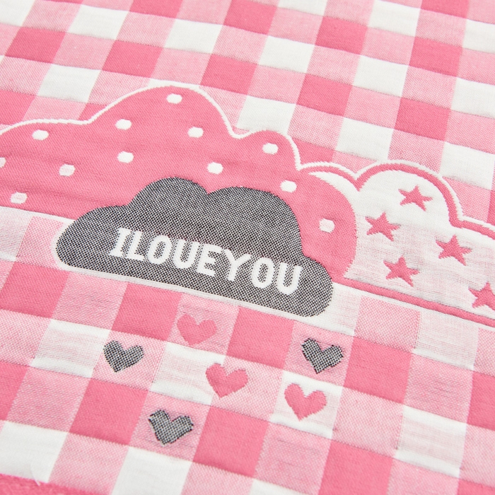 91家纺网 家纺一手货源 找家纺 朴尔 2023新款三层纱布定位枕巾 云朵-粉