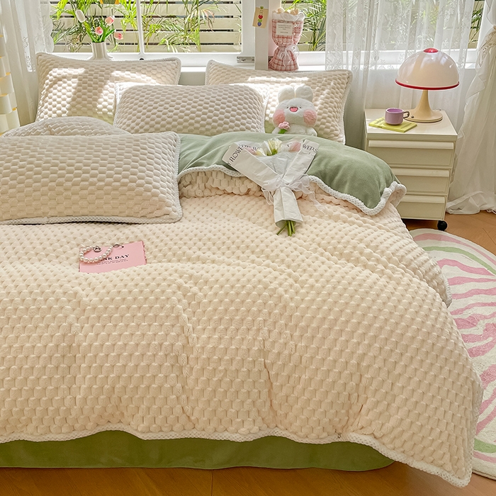 91家纺网 家纺一手货源 找家纺 （总）梦之岛 2023包边AB面牛奶绒印染提花金龟绒加厚保暖四件套